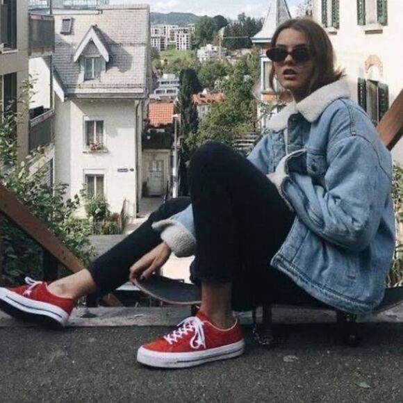 Wilfred Light Blue Jean Jacket with White Accents - Picture 1 of 7